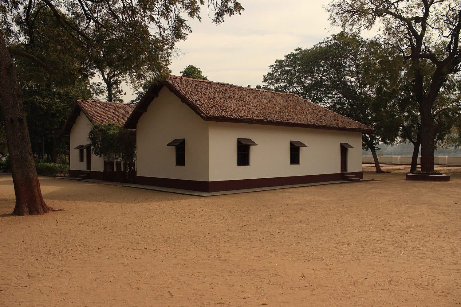 Sabarmati Ashram on the west bank of the river in Ahmedabad